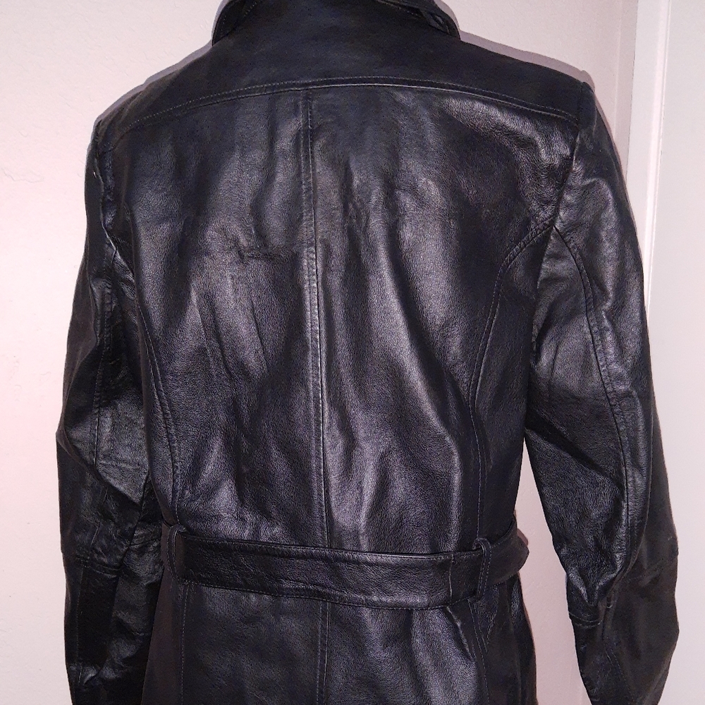 Black Leather Jacket With Belt - image 4